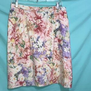 Floral Watercolor Pencil Skirt